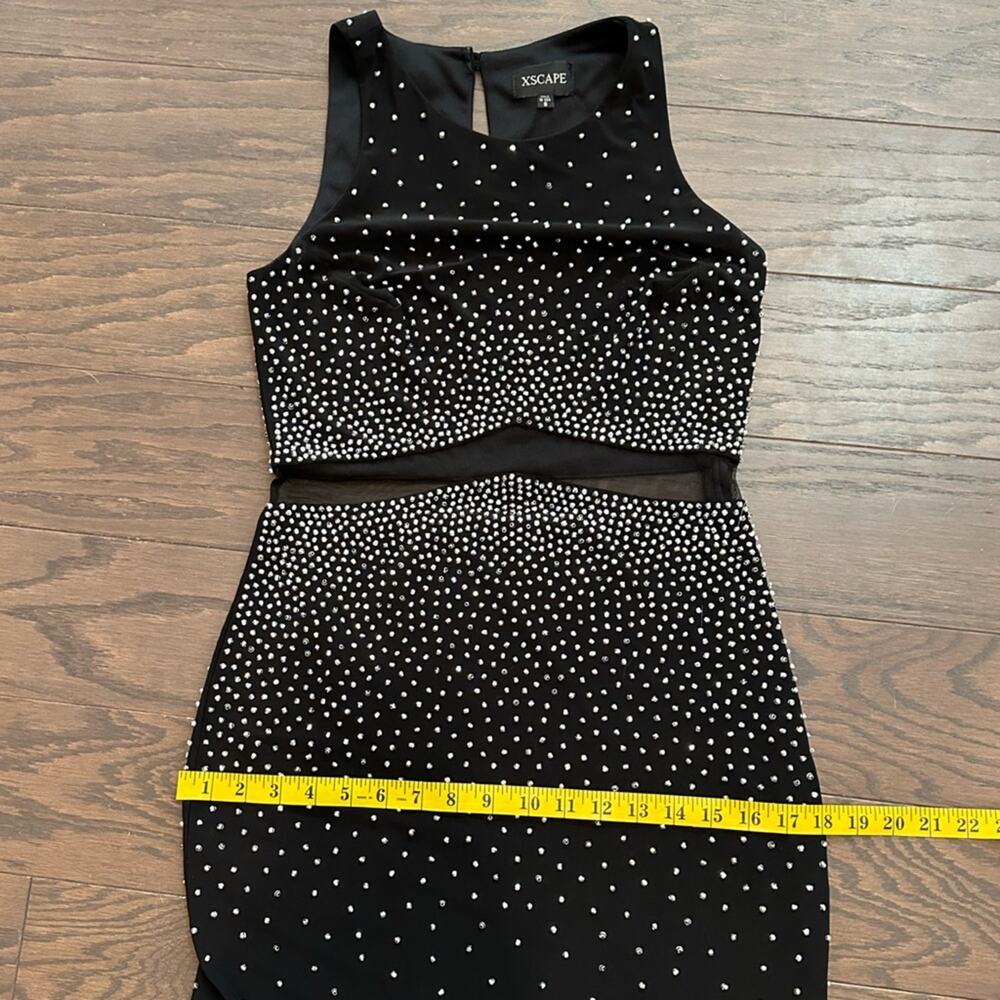 Xscape Black Long Formal Dress with Silver Beads Size 8 See Description - Picture 7 of 10